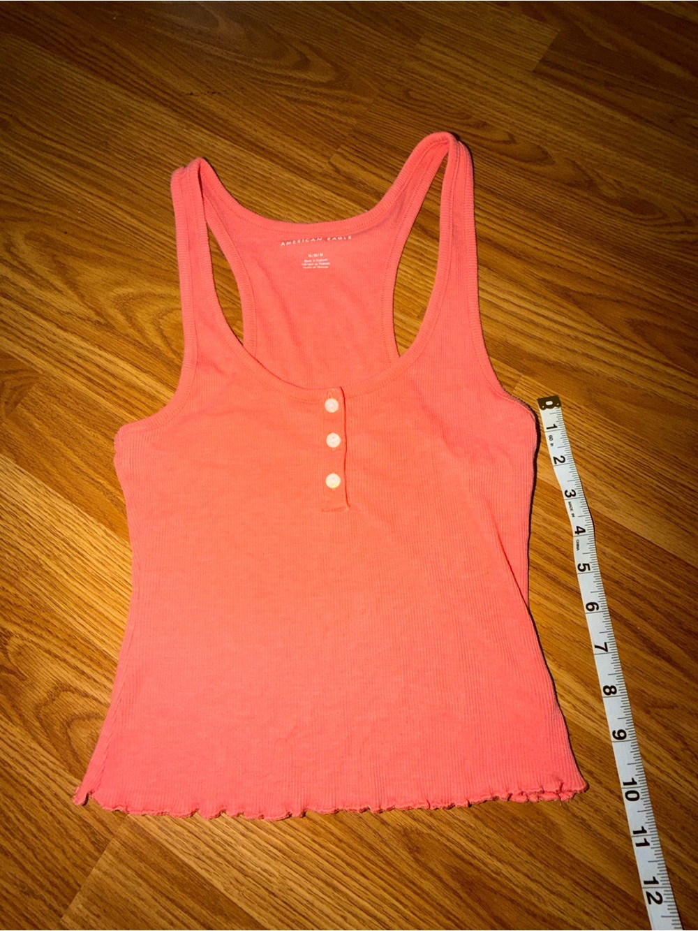 NWOT Women's Coral Ribbed Tank Top with Buttons MEDIUM
